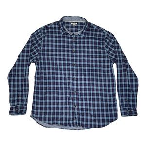 Carbon 2 Cobalt Plaid Long Sleeve Button Up Shirt Blue Cotton Men’s Size Large